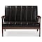 Baxton Studio Nikko Mid-century Dark Brown Faux Leather Wooden 2-Seater Loveseat 121-6747 - alternate 1